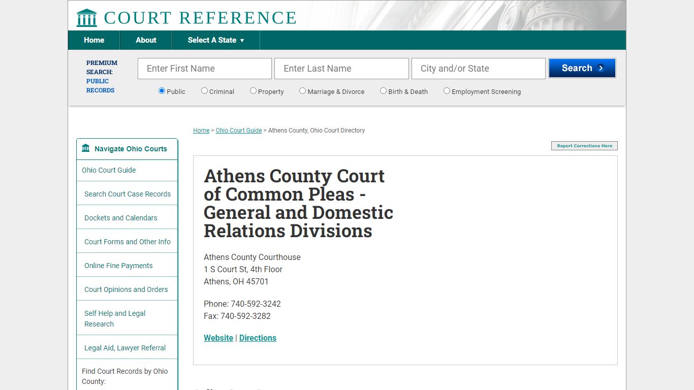 Athens County Court of Common Pleas - Court Records Directory